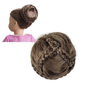 American Girl CHIC BUN Brown Doll Hair Extension Updo Crisscross Braids Brunette